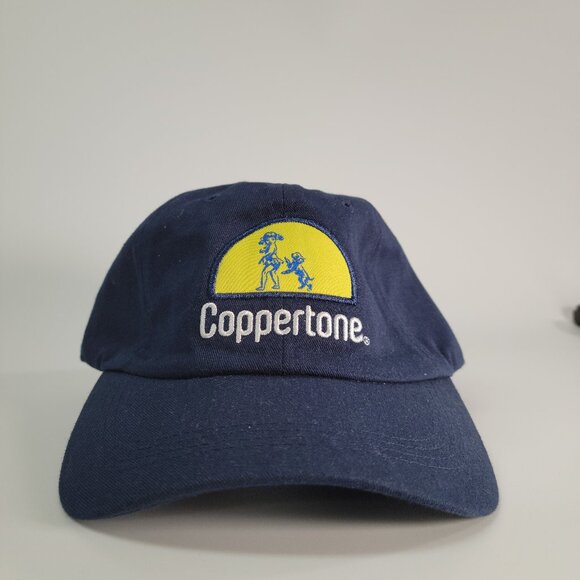 Blue and Yellow Coppertone Logo Baseball Hat - Picture 1 of 7